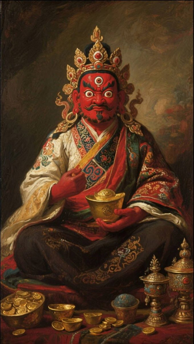 Red Jambhala Thangka: Wealth, Prosperity & Spiritual Growth - Buddhabelief