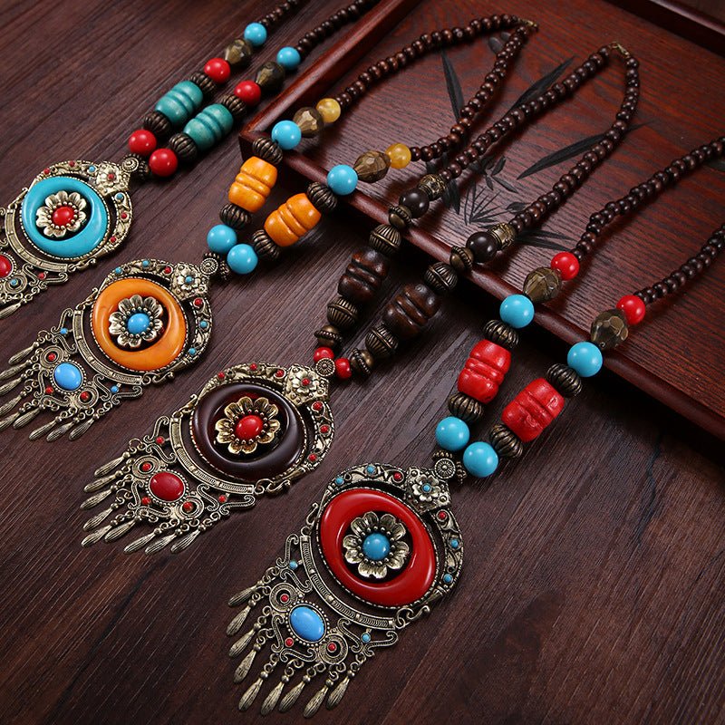 Tibetan Floral Pendant Necklace | Vintage Boho Style - view 5
