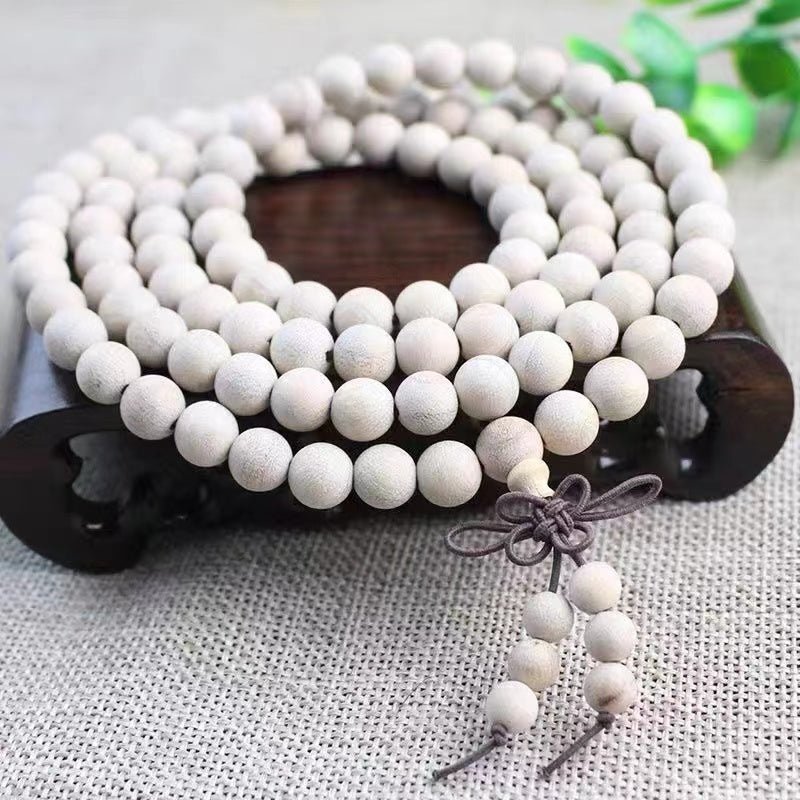 Small‑Leaf White Sandalwood 108‑Bead Mala Bracelet - Buddhabelief