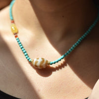 Magnesite and tiger's tooth and sky pearl ladies' collarbone chain - Buddhabelief