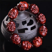 Eighteen Arhats Small‑Leaf Red Sandalwood Bracelet - Buddhabelief