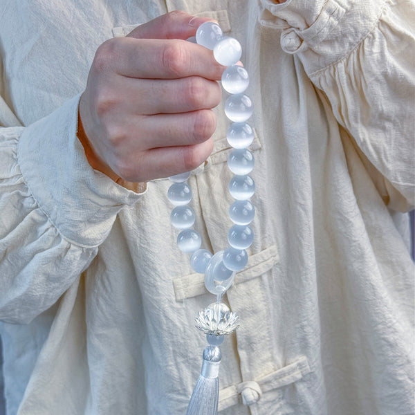 Cat’s Eye Crystal Mala | Handmade Prayer Beads for Peace