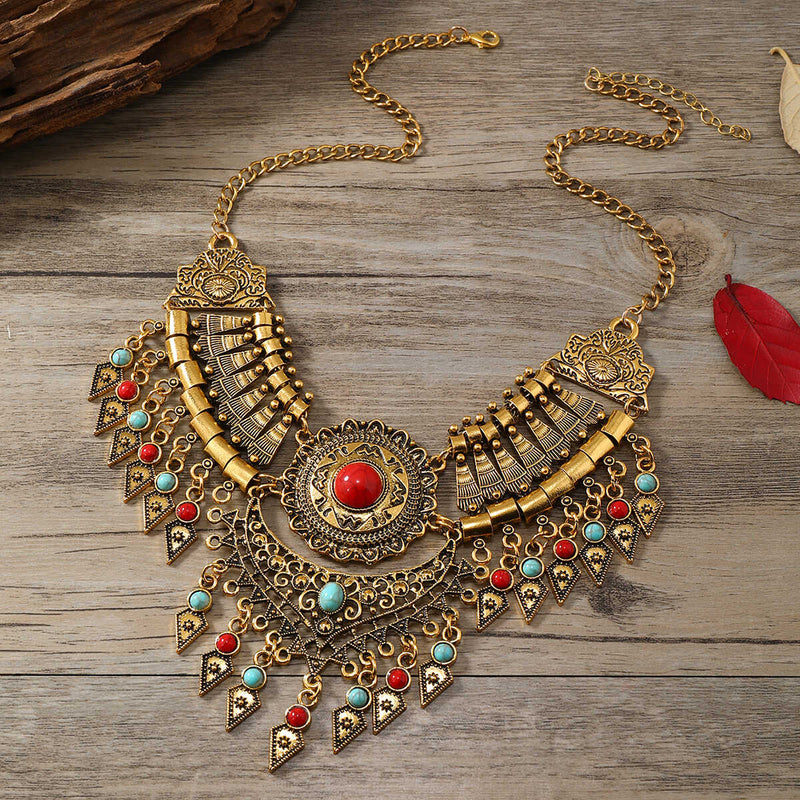 Handmade Tibetan - style Headpiece & Hair Accessory & Earrings Trio Set - Buddhabelief