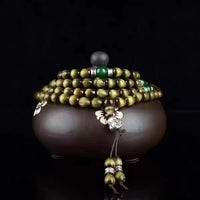 Golden Phoebe Nanmu 108‑Bead Mala Bracelet - Buddhabelief