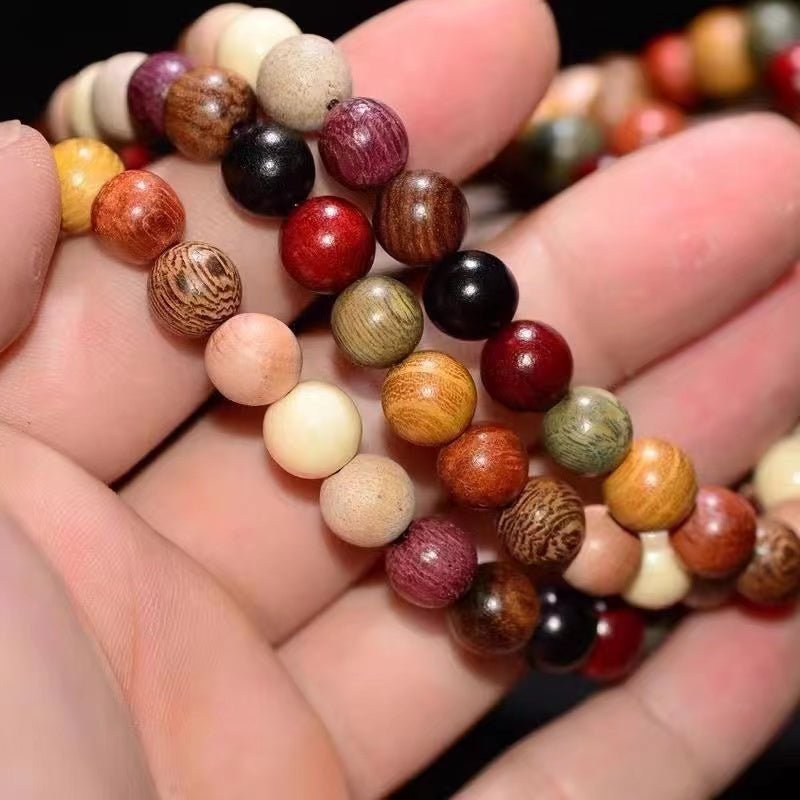 Multicolor Agarwood 108‑Bead Mala Bracelet - Buddhabelief