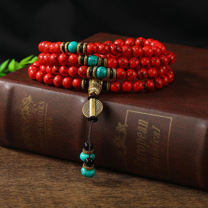【Special offer】Tibetan Turquoise & Carnelian Rosary | 108 Beads - view 2