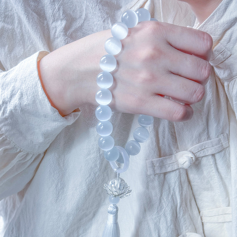 Cat’s Eye Crystal Mala | Handmade Prayer Beads for Peace - view 5