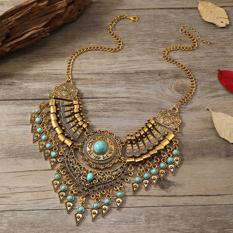 Handmade Tibetan - style Headpiece & Hair Accessory & Earrings Trio Set - Buddhabelief