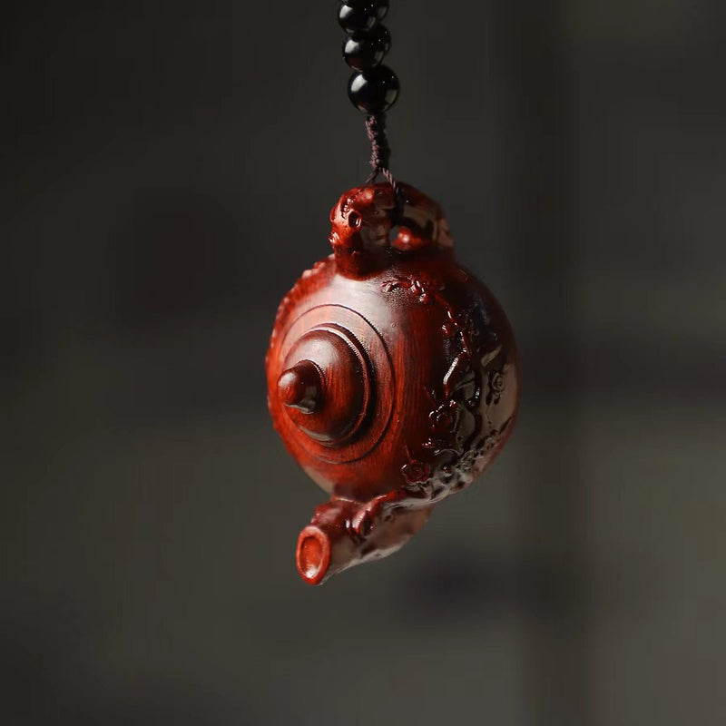 Small‑Leaf Red Sandalwood Teapot Handle Ornament - Buddhabelief