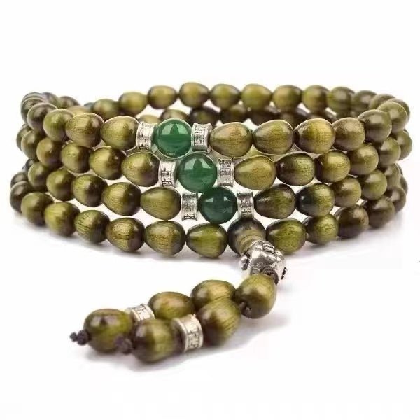 Golden Phoebe Nanmu 108‑Bead Mala Bracelet - Buddhabelief