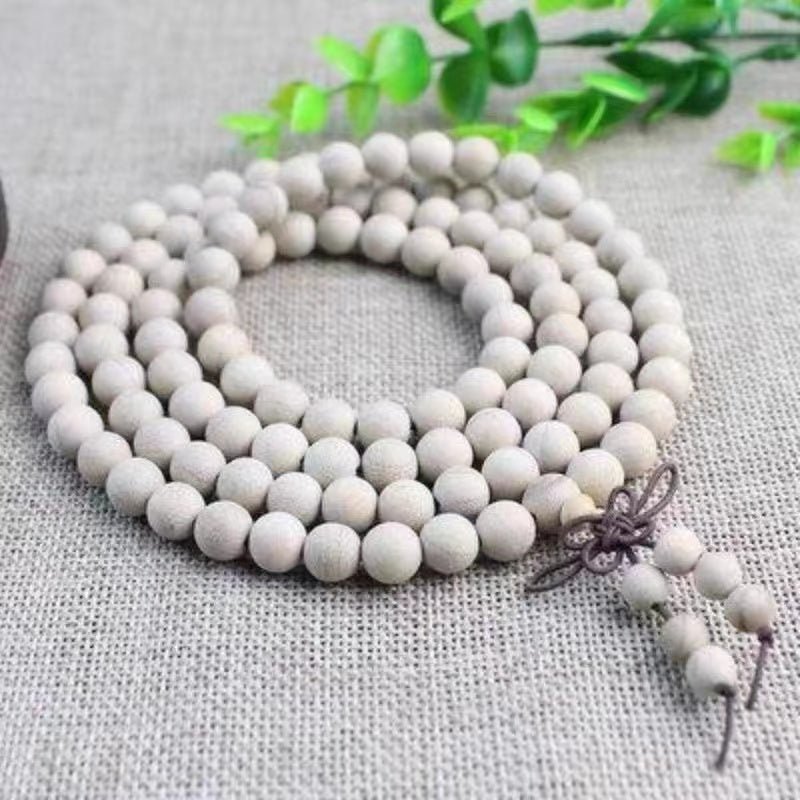 Small‑Leaf White Sandalwood 108‑Bead Mala Bracelet - Buddhabelief