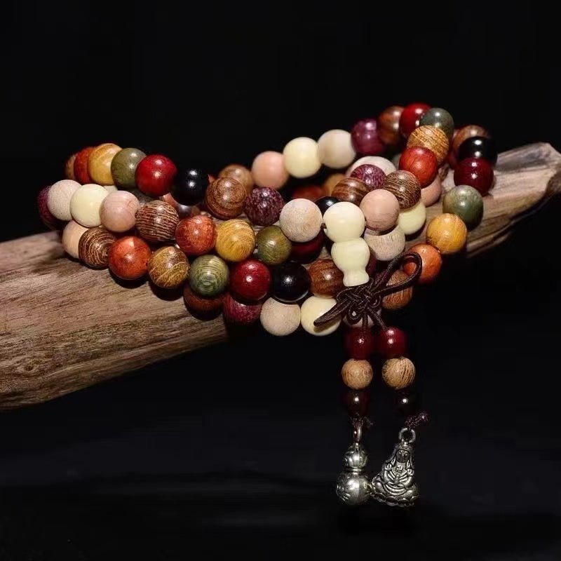 Multicolor Agarwood 108‑Bead Mala Bracelet - Buddhabelief