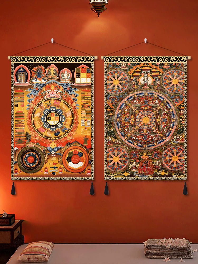 Handmade Tibetan Thangka Wall Scroll with Silk Tassel, Lama Blessed for Home Altar, Meditation & Wealth - Buddhabelief