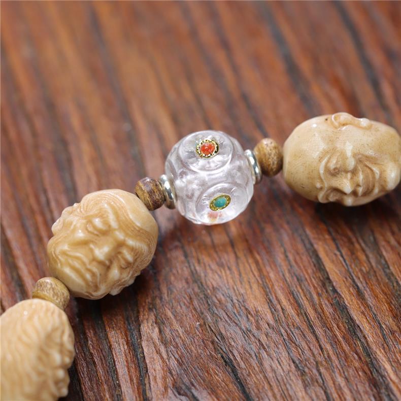 18 Arhats Tibetan Yak Bone Mala - Hand Carved Buddhist Prayer Beads - Buddhabelief