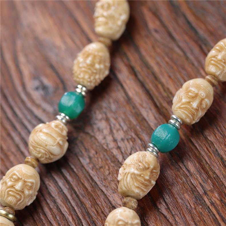 18 Arhats Tibetan Yak Bone Mala - Hand Carved Buddhist Prayer Beads - Buddhabelief