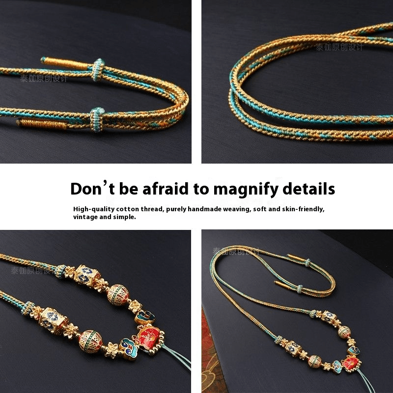 Handcrafted Eight - Strand Braided Enamel Pendant Rope – Tibetan - Style Accessory for Thangka & Buddhist Amulet - Buddhabelief