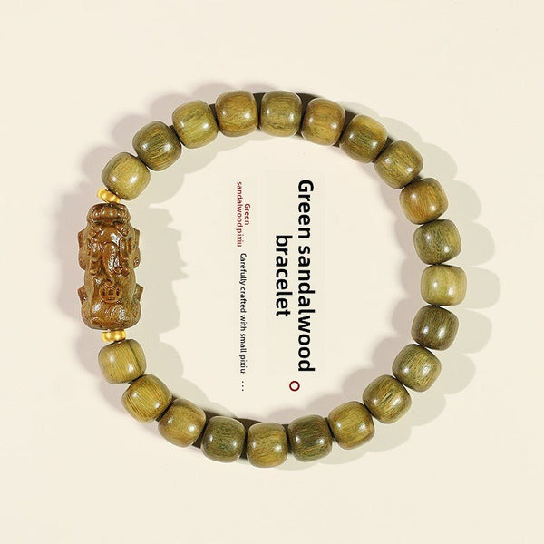 Pixiu Bracelet in Green Sandalwood – Spiritual Protection Jewelry
