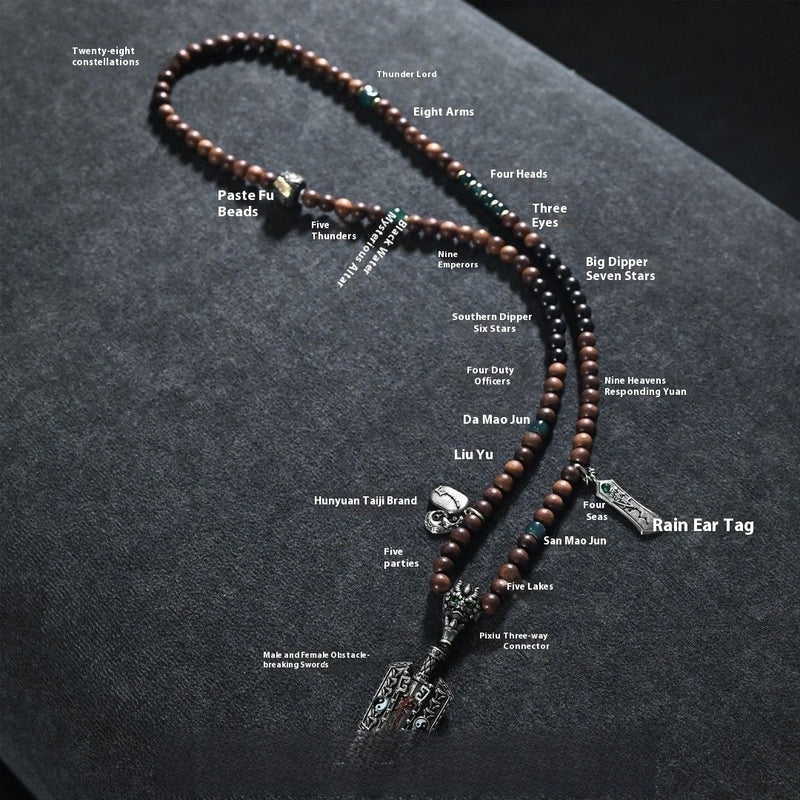 'The Way of Nature' Necklace - 6.2mm Natural Lightning - Struck Jujube Wood Beads - Rare Taoist Ritual Tool for Purification & Supreme Protection - Buddhabelief