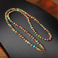 Artisan - Made Dopamine Colorful Imperial Stone Long Chain – Thangka Accessory with Cultural Fusion - Buddhabelief