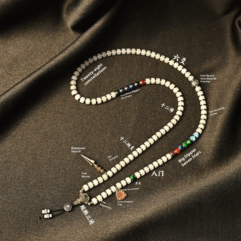 Xuanyuan Huangdi Buddha Bead Necklace - 7mm Master Grade Bodhi Seeds, Fully Hand - Inlaid - A Collector's Spiritual Item - Buddhabelief