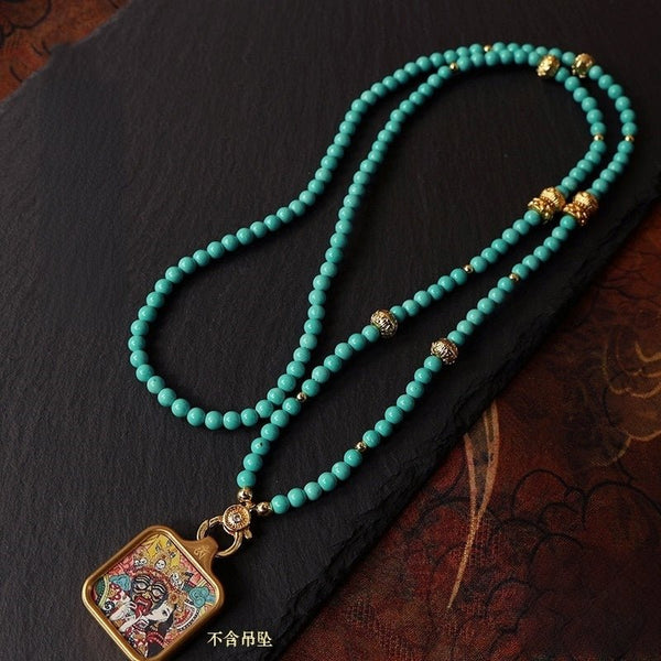 Magnesite Bead Pendant Chain – Buddhist Thangka & Amulet Hanging Rope
