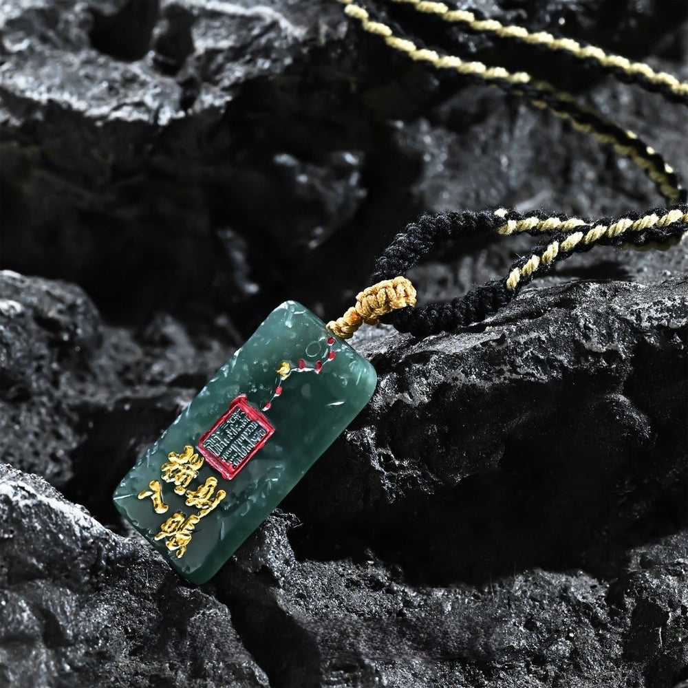 Mysterious Jade & Big Dipper Pendant – Taoist Jade for Wealth & Blessing - view 2