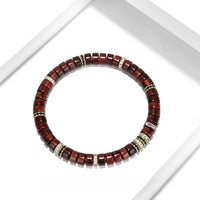 'Flaming Mountain' Bracelet - 7mm Old Stock Medicine Disc Beads with Multi - Colored Diamond Accents - Energized Talisman for Passion & Vitality - Buddhabelief