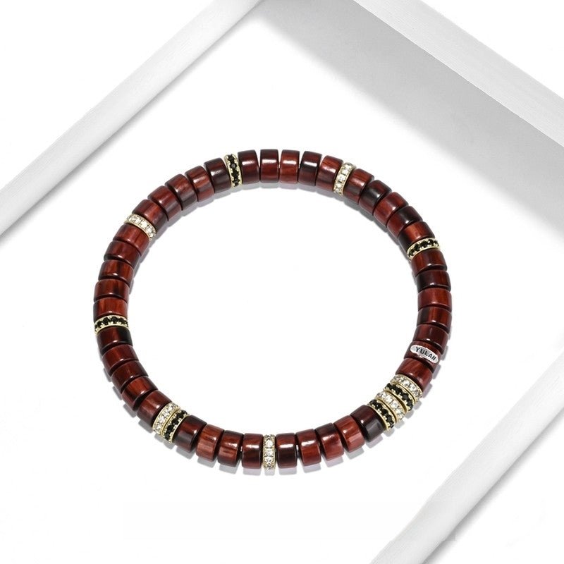 'Flaming Mountain' Bracelet - 7mm Old Stock Medicine Disc Beads with Multi - Colored Diamond Accents - Energized Talisman for Passion & Vitality - Buddhabelief