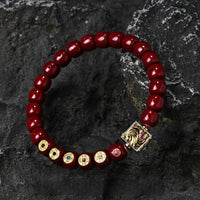 'Four Beasts & Five Emperors' Cinnabar - Infused Star Moon Bodhi Bracelet 9mm - Limited Edition Monk - Blessed Spiritual Jewelry for Wealth & Protection - Buddhabelief