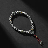 "Xuange Armor · Evil-Suppressing General" 925 Silver Mala – 6.8mm Old-Style Full-Equipped Handheld