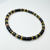 Tibetan - Cut Black Gold Coconut Shell Bracelet - 5.4mm Spiritual Mala for Grounding & Protection - Monk - Blessed Handcrafted Buddhist Jewelry - Buddhabelief