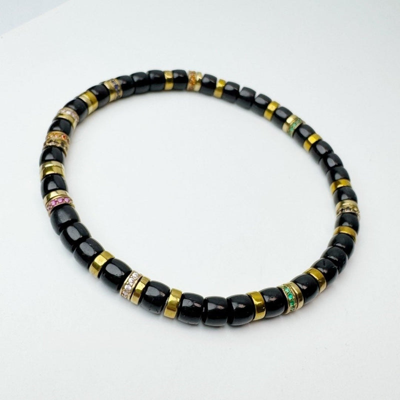 Tibetan - Cut Black Gold Coconut Shell Bracelet - 5.4mm Spiritual Mala for Grounding & Protection - Monk - Blessed Handcrafted Buddhist Jewelry - Buddhabelief