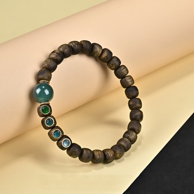 Jade and Agarwood Bracelet - Agarwood Grade 8mm Beads - Emits a Divine Aroma to Attract Wealth and Enhance Spirituality - Buddhabelief