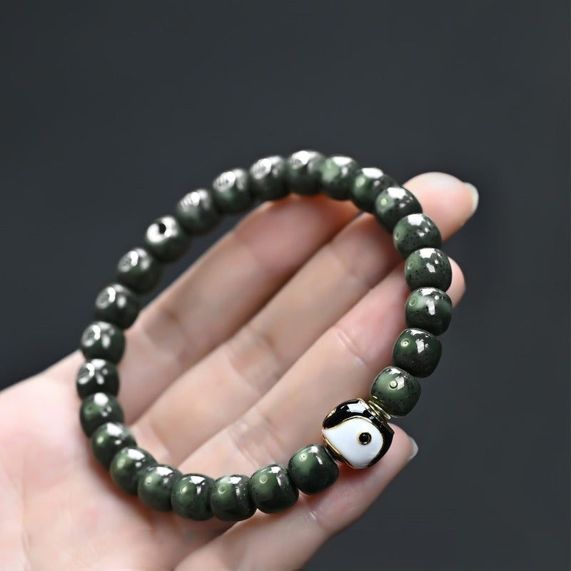 'Bagua Tai Chi Mysterious Pivot' Bracelet - Featuring Imperial Green Jadeite - Supreme Taoist Talisman for Harmony & Protection - Buddhabelief