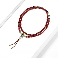Ancient Method Vermilion Offered Moon Star Bodhi Mala - 6mm Round Beads Full Accoutrement Necklace - Monk - Blessed Spiritual Prayer Beads for Energy Purification & Vitality - Buddhabelief