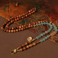 Copper Alloy & Wood Bead Thangka Prayer Cord - Adjustable Sacred Accessory with Crystal Accent for Tibetan Buddhist Pendants - Buddhabelief