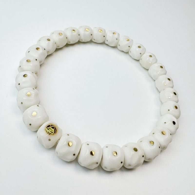 Handmade White Bodhi Gold Bracelet - Buddhabelief