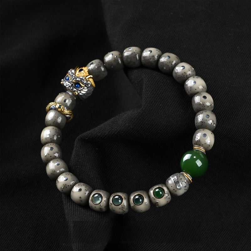"Azure Void & Black Tortoise" Star Moon Bodhi Bracelet - Waxy Ice Shimmering Moon & Starry Sky Inlaid Masterpiece - Buddhabelief
