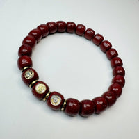 Ancient Method Medicine Clay Vermilion Offered Moon Star Bodhi Bracelet - 8.58mm Cyberpunk Style Hand - Refined Round Beads - Monk - Blessed Spiritual Tech Wear for Energy Balance - Buddhabelief