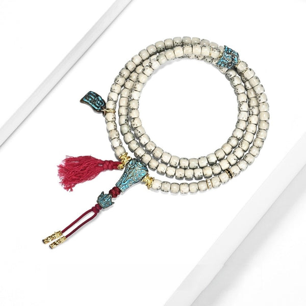 Dragon-Tiger Star Moon Bodhi Mala | Hainan Maogan 6x5 Necklace