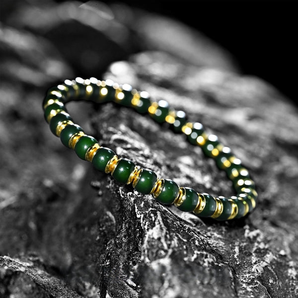 Golden Shield Celestial Pivot Mala | Ice-Dyed Bodhi Seed Bracelet