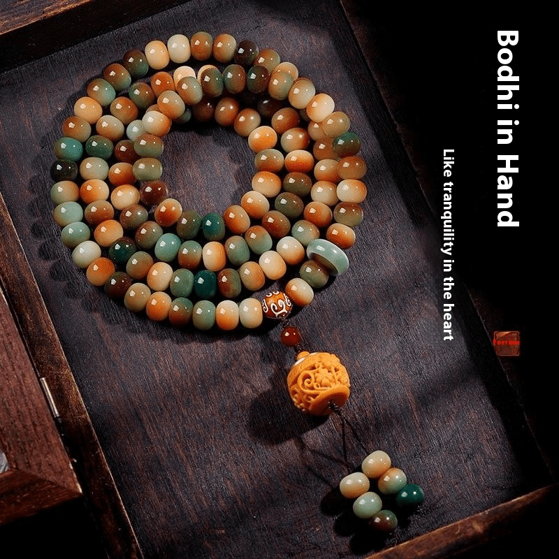 Dunhuang - style 108 - bead bodhi rosary | Handmade multi - loop lotus sachet - Buddhabelief