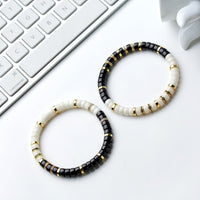 Tai Chi Handheld Bracelet – Black Gold Coconut Pedicle & White Jade Bodhi, Handmade Yin - Yang Spiritual Beads - Buddhabelief