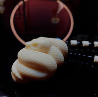 Serpent Form Handle Ivory Nut Carving - Collector Art Sculpture with Ancient Wisdom Symbolism - Hand - Carved Spiritual Piece for Transformation & Rebirth - Buddhabelief