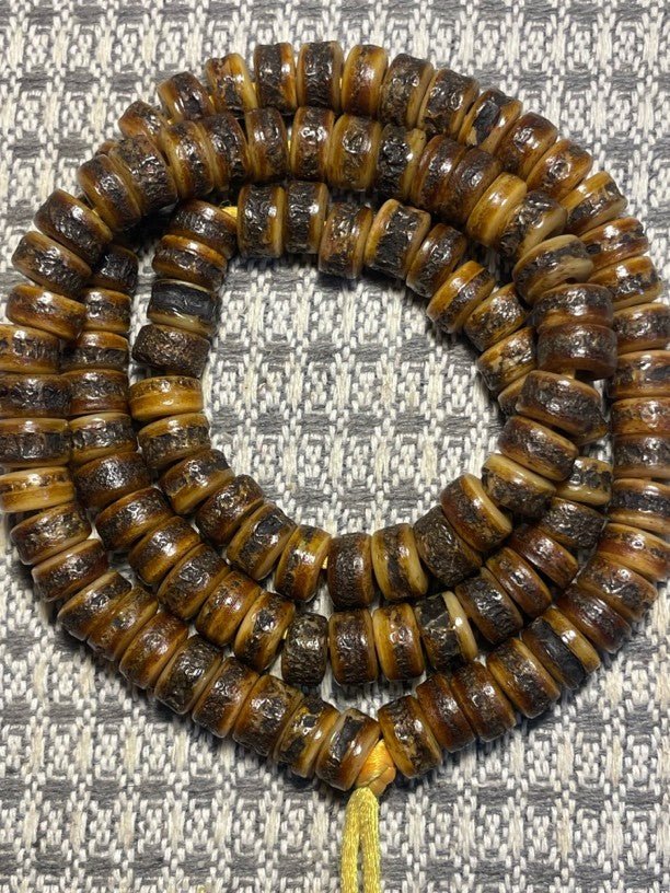 Traditional Ox Bone Mala - 108 - Count Buddhist Prayer Beads - Monk - Blessed Spiritual Necklace for Meditation & Sacred Practice - Buddhabelief