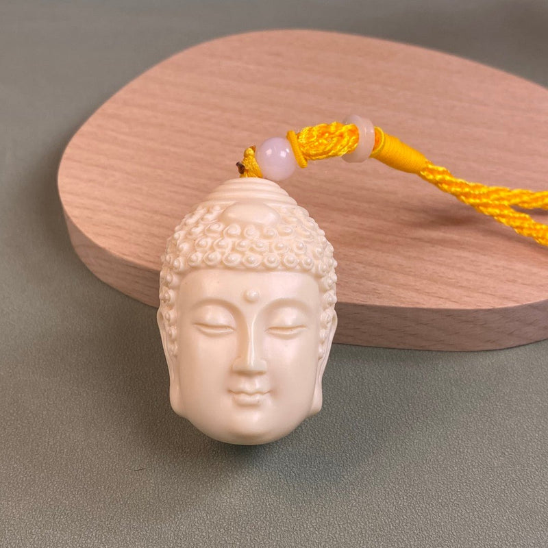 Moment of Choice Ivory Nut Sculpture - Buddha & Demon Root Carving Meditation Art - Buddhabelief