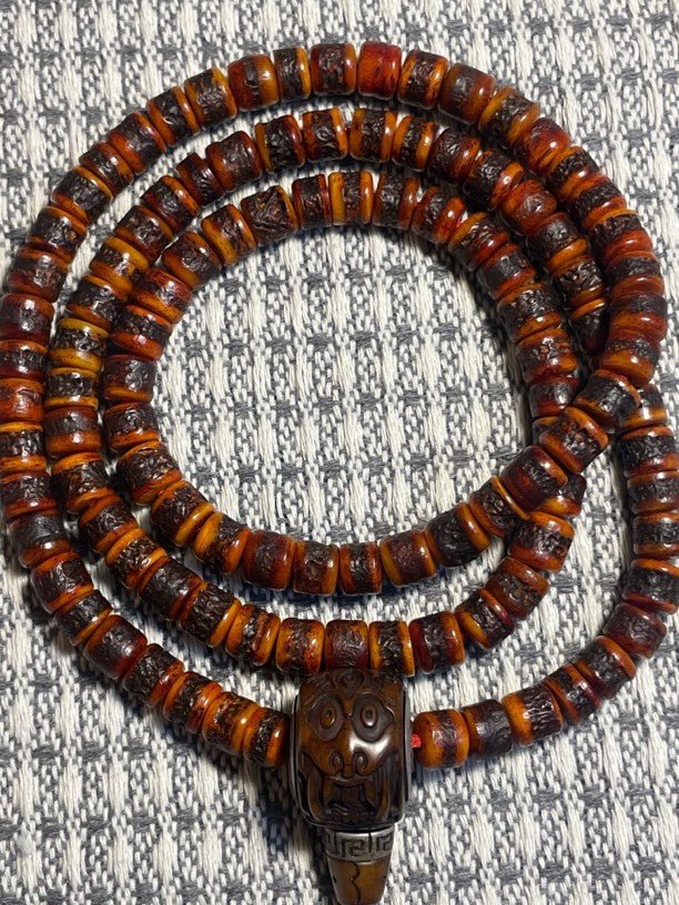 Tibetan Vintage Old - Style Niu Ga 108 Prayer Beads – Handcrafted Yak Bone Mala for Meditation & Collection - Buddhabelief