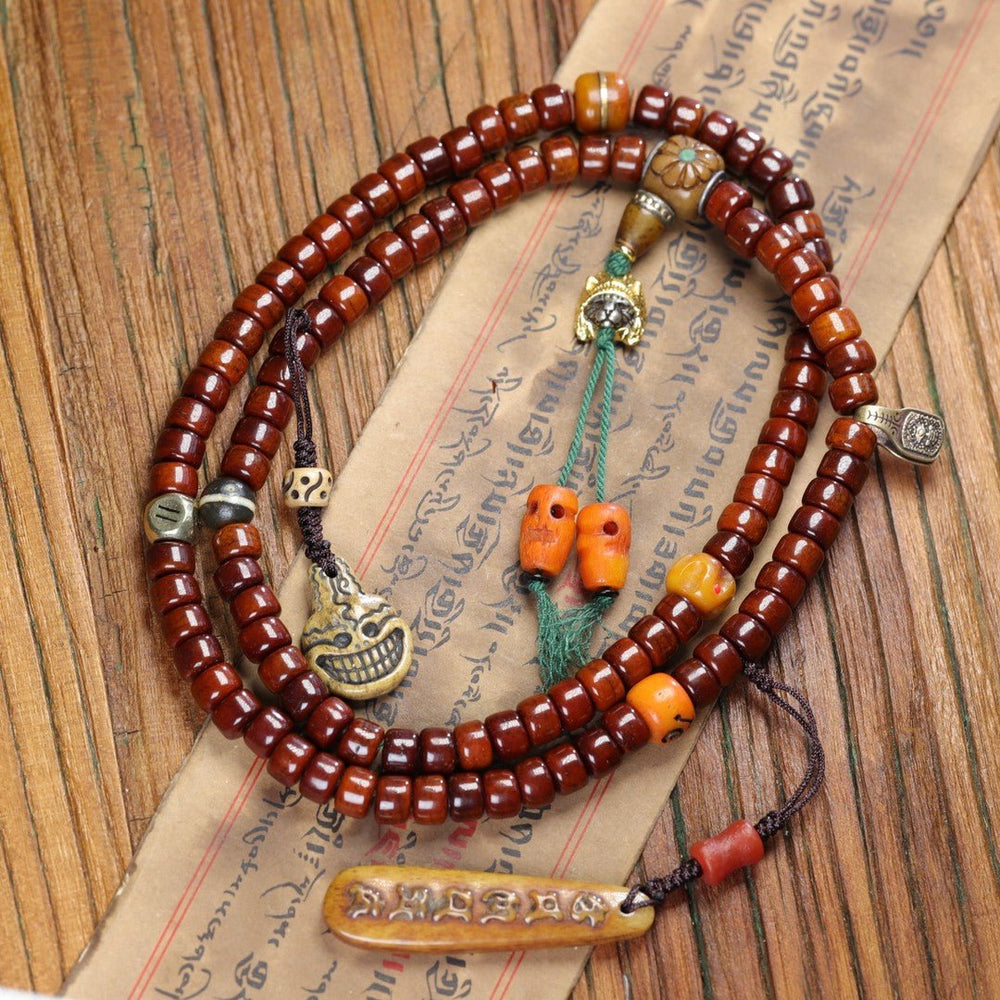 108 Yak Bone Mala – Vintage Tibetan Prayer Beads, Monk-Blessed — view 1