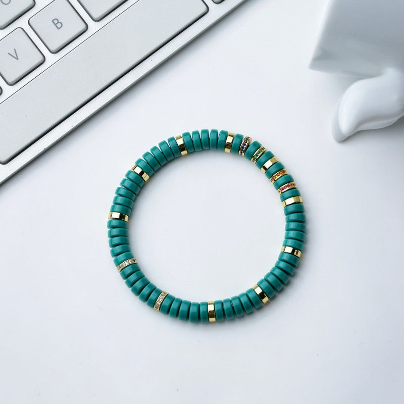 Four Elements Enamel & Liuli Pine Bracelet – 7mm Handmade Spiritual Beads for Harmony & Protection | Monk-Blessed Tibetan Jewelry
