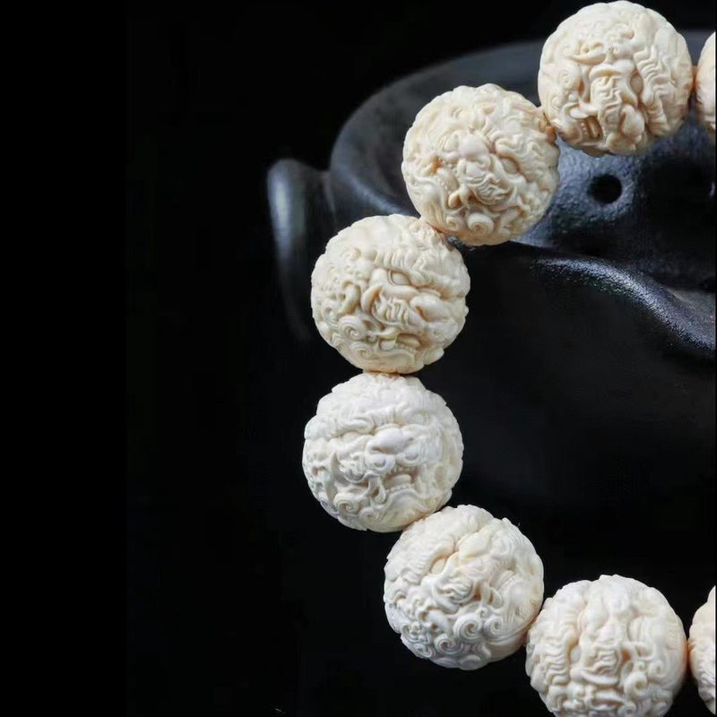 Domineering Pi Yao Ivory Nut Bodhi Bracelet - Supreme Wealth Amulet & Protection Mala - Buddhabelief